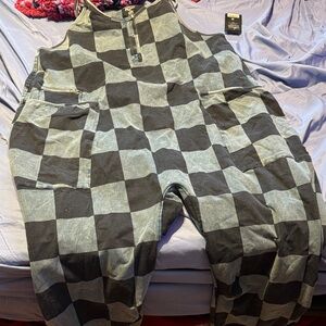 Checkered Black and Gray Jumpsuit